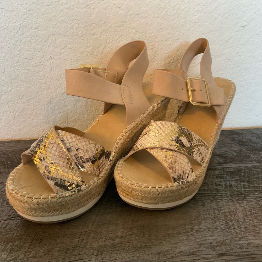 Soda Chic Snake Print Espadrille Sandals